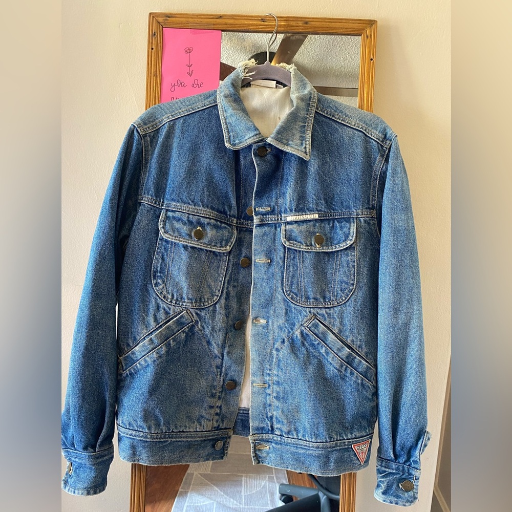 1983 Guess Denim Jacket with Red Triangle Logo